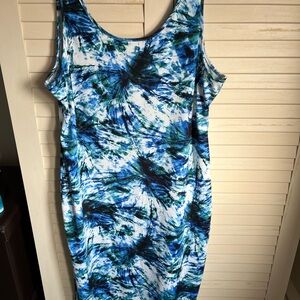 Blue Tie-Dye Sleeveless Dress